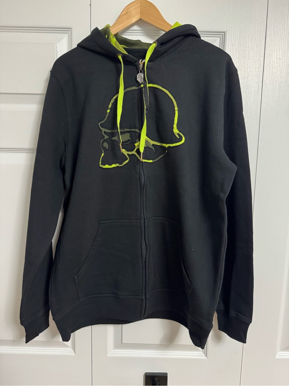 Metal Mulisha Black Zip-Up Hoodie with Neon Green Accents